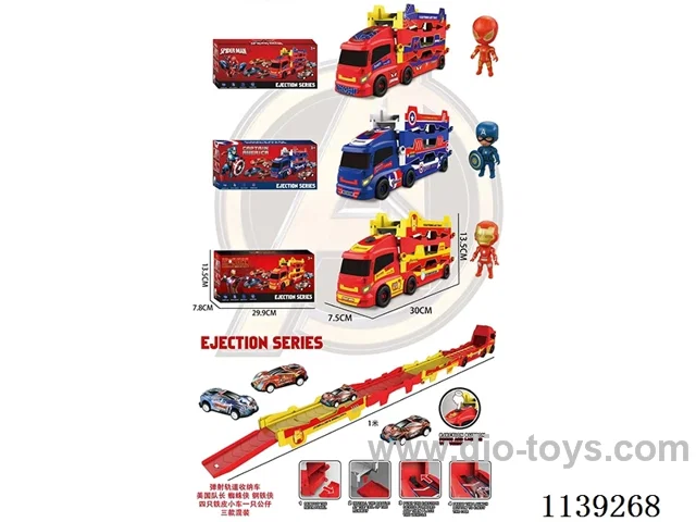 Ejector Track Storage Car 4 PCS Tin Car 1 PCS Figurines 3 Mixed
