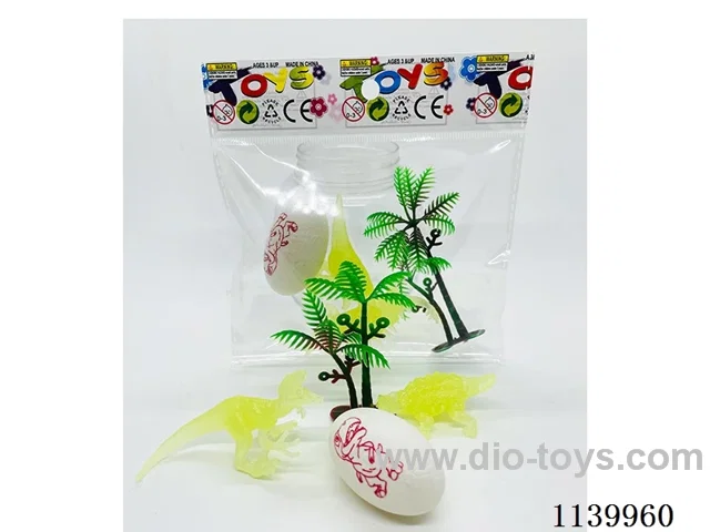 Glow-in-the-dark Dinosaur 2pcs + Dinosaur Egg + Tree 4pcs (7.5-11cm)