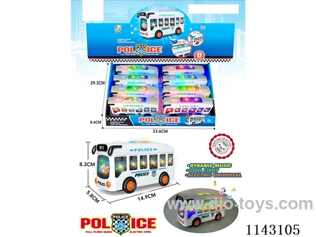 Electric 3D Lighted Bus Police Car
