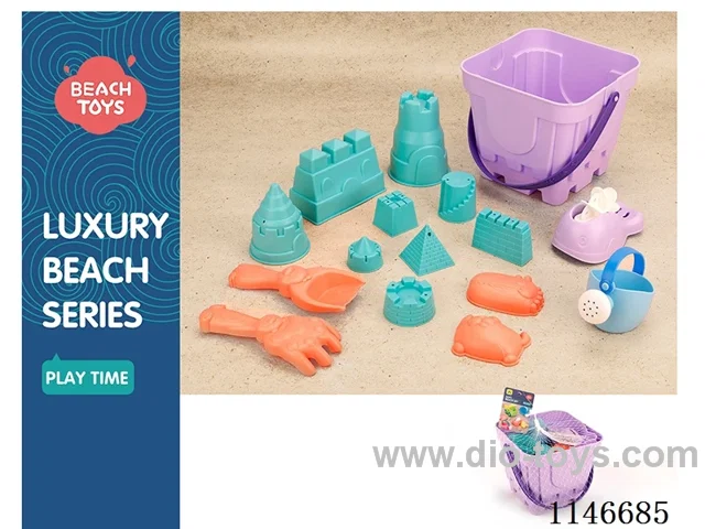 Soft rubber beach pail (16 pcs set)