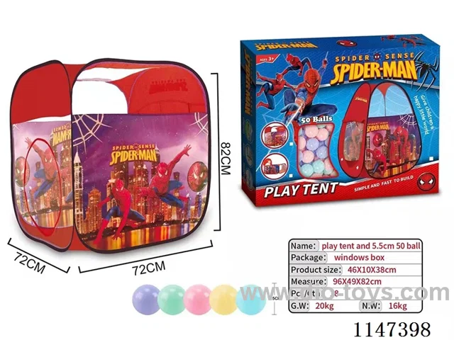 72cm Spider-Man Quad Tent + 50 5.5cm Ocean Balls
