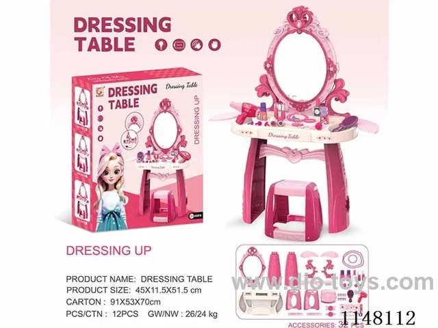 Dressing table with light music/3*AA not included (with electric hair dryer-1*AA not included)