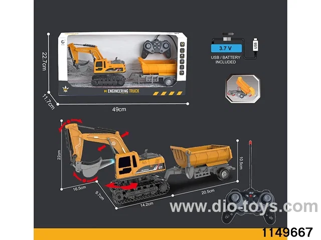 1:22 27MHz 6ch RC Construction Vehicle with Lights