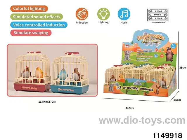 9pcs Sound-activated double birdcage W L/M
