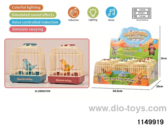 9pcs Sound-activated Single Bird Cage W L/M