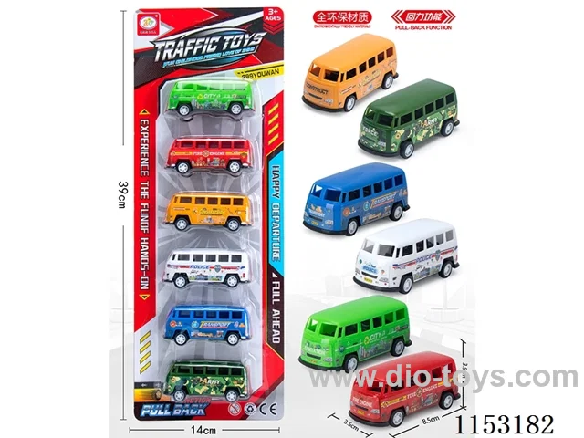 6 colours pull back simulation bus car (appearance of all environmentally friendly materials) 6PCS (colour random)