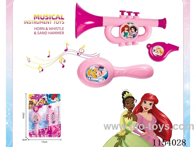 Disney Princess Musical Instruments toys (horn, sandhammer, whistle) - Princess