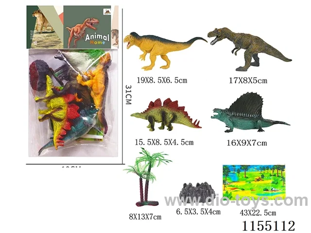 7 inch dinosaurs 4 + 1 tree + 1 stone