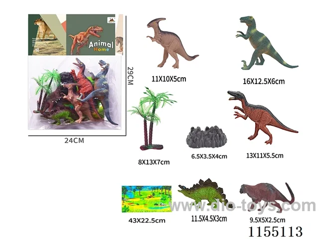 6 inch dinosaurs 5 + 1 tree + 1 stone