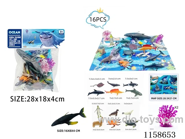 16PCS Marine Animal Scene Map Set
