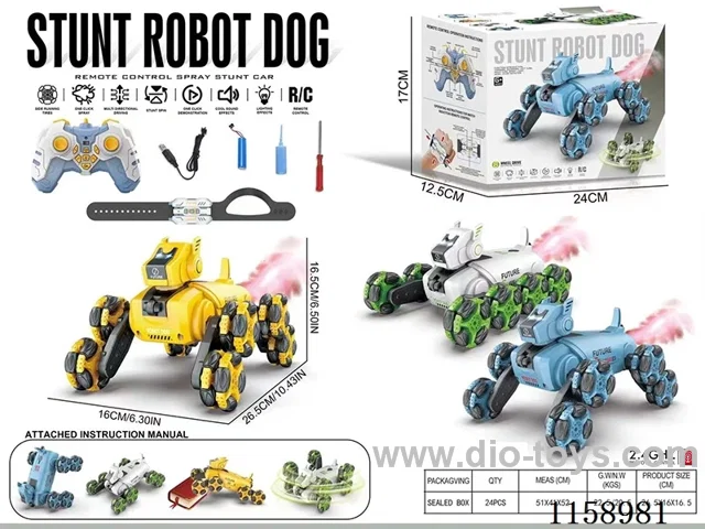 8-wheel rc stunt dog W L/M/spray included battery