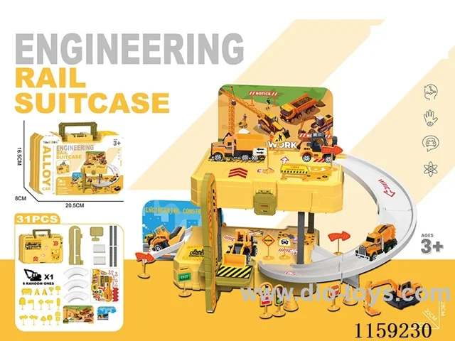 Storage alloy engineering car park tote bag (with 1 gold car + 1 set of road markings 31 PCS)