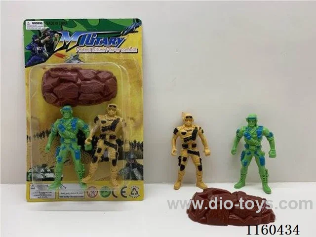 Military set (two 9.5 cm high soldiers, stones) (simulation of soldiers fighting in military scenarios)