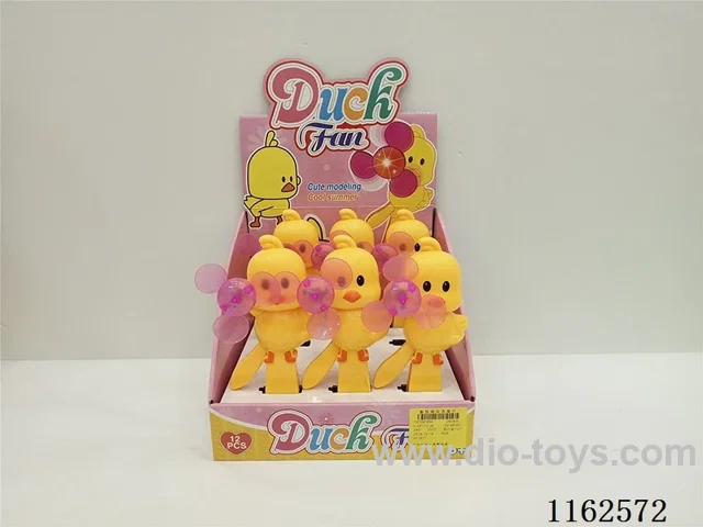 Hand-pressing lighted yellow duck fan 12PCS included battery