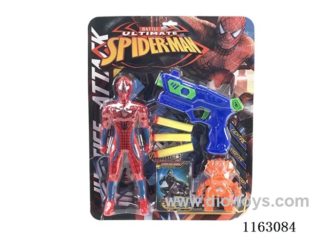 Spider-man Set 24CM Spider-Man (light)not included battery+EVA bullet gun + Monster + card