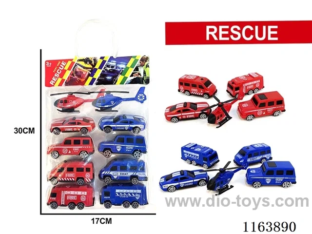 10PCS sliding fire + police car