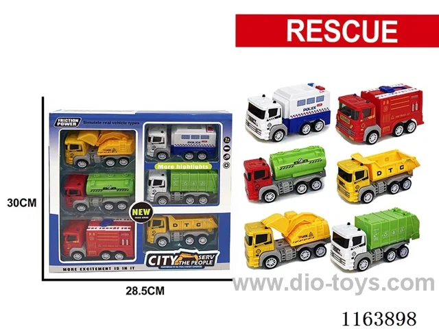 6PCS pulling back engineering vehicles