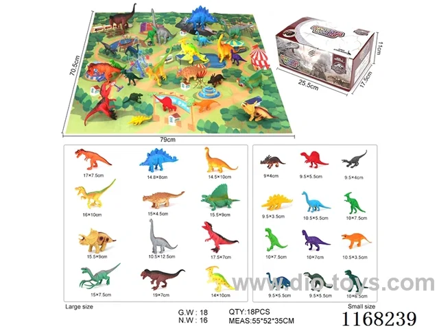 Hollow Colourful Dinosaurs 12 pcs + 12 4 inch dinosaurs + 1 map