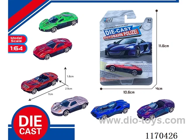 6 Mixed Packs free wheel alloy car