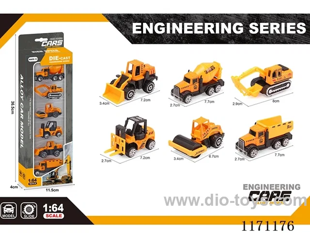 Alloy Electro-Mechanical Vehicle 6pcs Mixed Pack