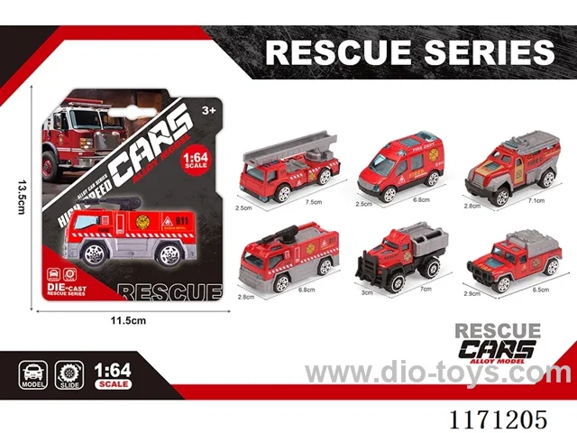 Alloy Scooter Fire Truck 6 Mixed