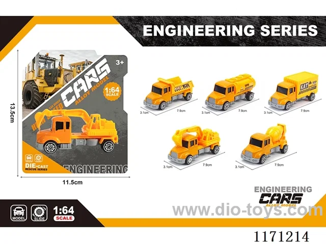 Alloy Scooter Long Head Engineering Vehicle 5 models mixed)