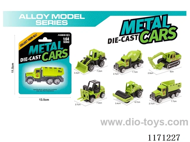 Alloy Scooter Engineering Green Car 6 Assorted
