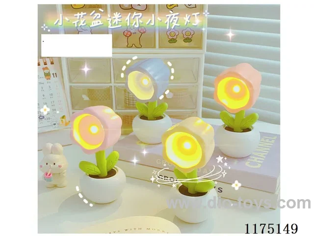 Small flower pot button battery night light
