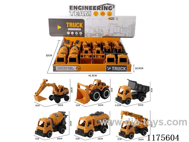 sliding six construction trucks 12 PCS