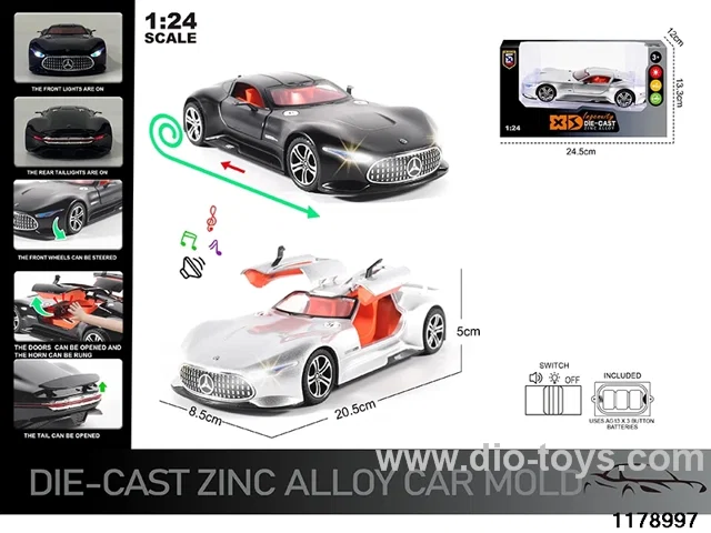 1:24 alloy pull back car with Lights and sound effects