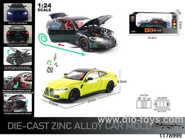 1:24 alloy pull back car with Lights and sound effects
