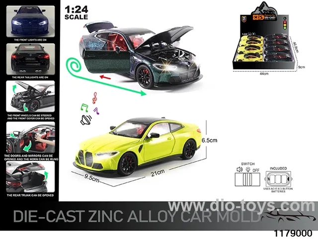 1:24 alloy pull back car with Lights and sound effects