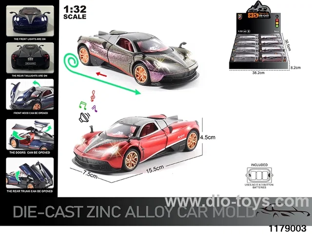 1:32 alloy pull back car with Lights and sound effects