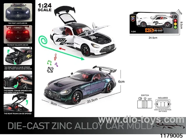1:24 alloy pull back car with Lights and sound effects