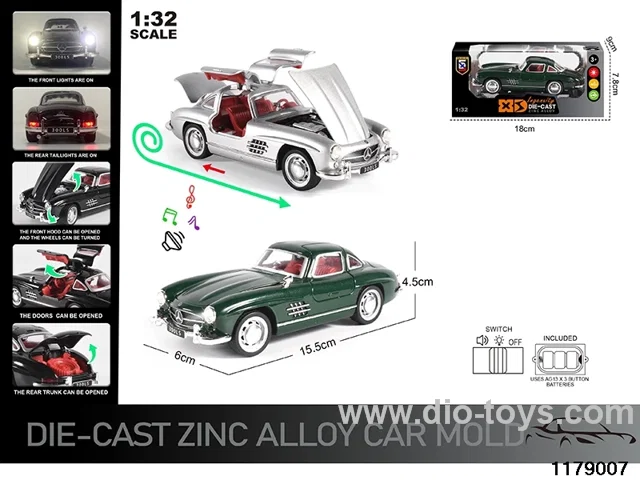 1:32 alloy pull back car with Lights and sound effects