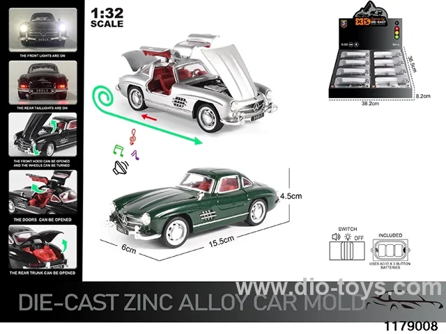 1:32 alloy pull back car with Lights and sound effects