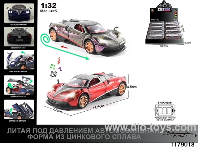 1:32 alloy pull back car with Lights and sound effects