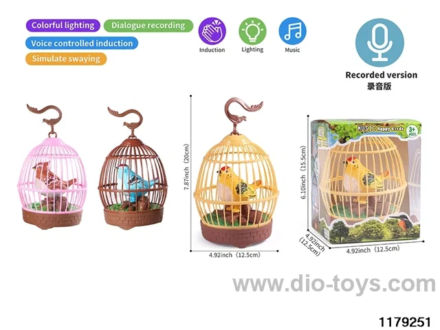 Voice-activated Single Bird Cage with light