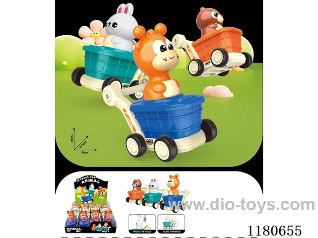Press and slide shopping cart bear toy 12pcs/box