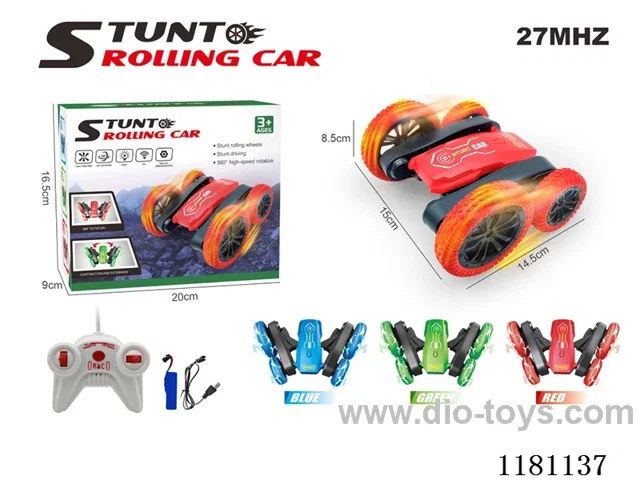 27MHZ rc stunt car with light 3 colors included 3.7V battery