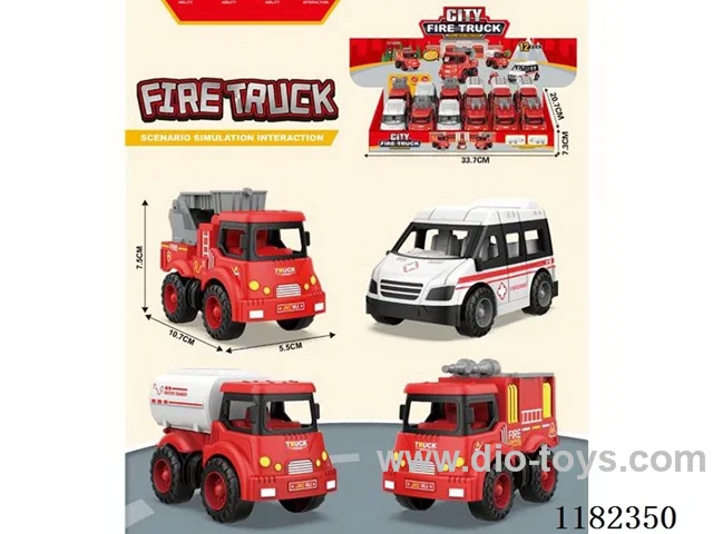 pull back city fire department fire truck (12PCS)