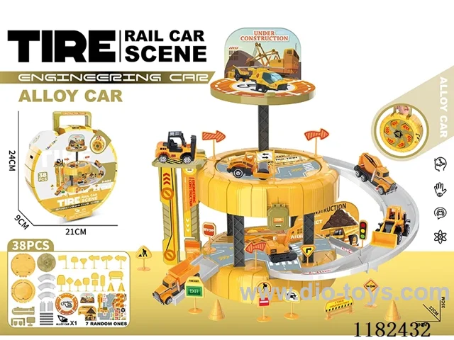 Alloy Engineering Parking Lot Tote Bag (with 1 gold car) (with 1 set of road signs) (38PCS)