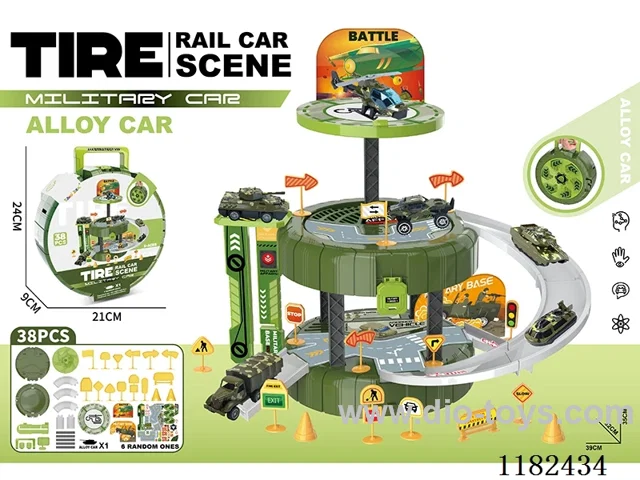 Alloy Military Parking Lot Tote Bag (with 1 gold car) (with 1 set of road marking) (38PCS)