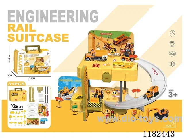 Storage Alloy Engineering Parking Lot Carrying Bag (with 1 Gold Car) (with 1 set of road markings) (31 PCS)