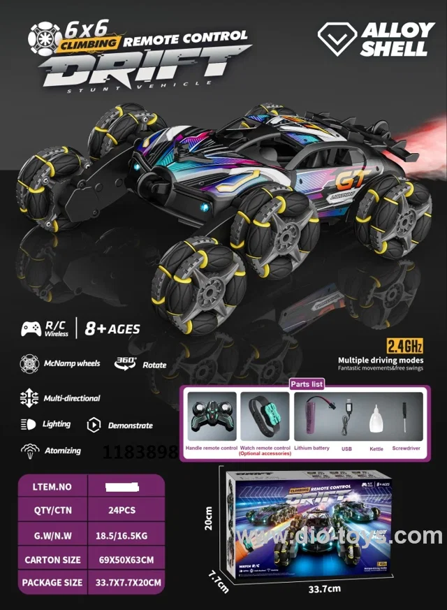 RC alloy 6 wheels drift car in color box