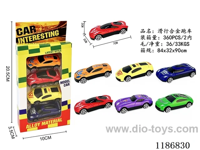 4PCS free wheel alloy car