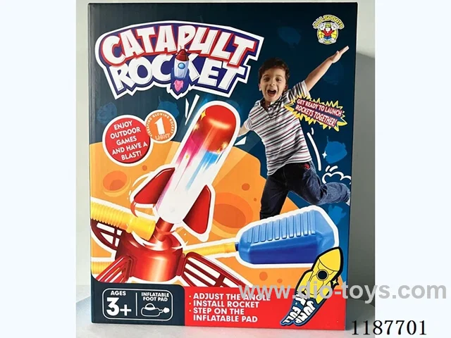 Pneumatic foot pedal launching skyrocket (glowing)