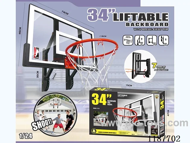 74 Long Enhanced Movable Arm Lift Basketball Board White