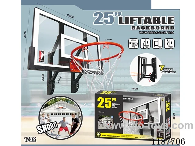55 Long Reinforced Arm Lift Basketball Board White