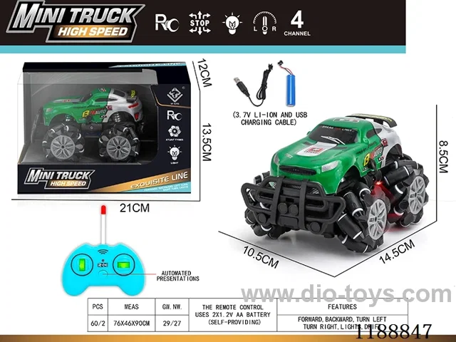 rc stunt PVC car with light included battery